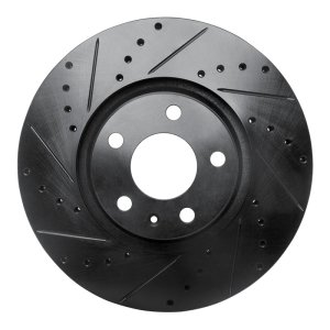 Audi A6 Quattro Brake Rotor (1) - Front Left - R1 Concepts - Drilled & Slotted - Black - `05-`11